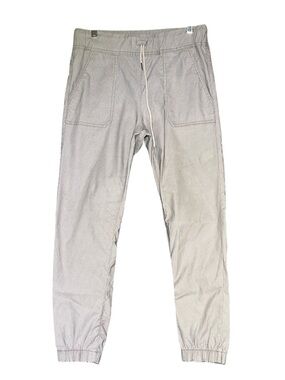 BEVY FLOG Striped Shely Jogger Pant Pinstripe Beige Tan Size 28 FLAWS
